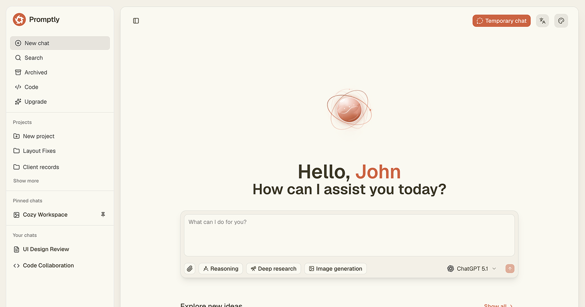 Promptly: AI SaaS Dashboard Template for Modern Applications
